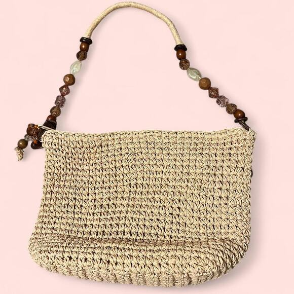 Tan woven boho beach bag - Picture 2 of 5